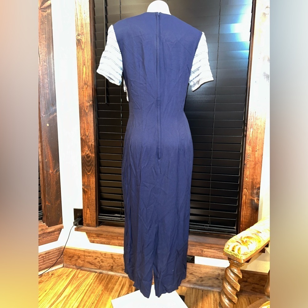 Vintage Brioche Navy and White Striped Pencil Skirt Dress - Picture 5 of 7
